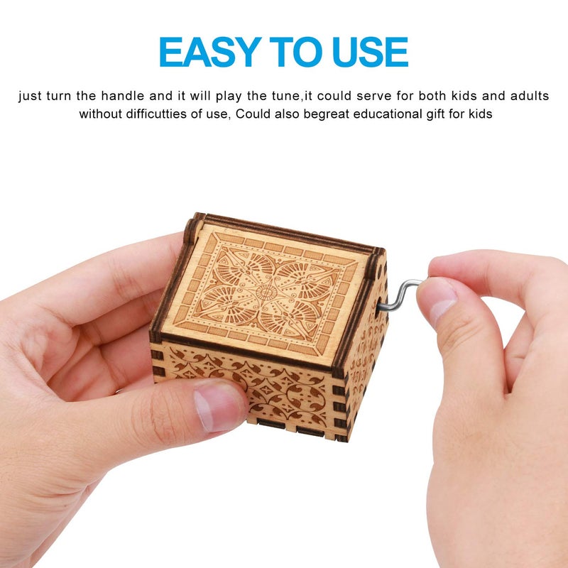 Huntmic You are My Sunshine Wood Music Boxes,Laser Engraved Vintage Wooden Sunshine Musical Box Gifts for Girlfriend,Boyfriend,Family Friends,On Birthday,Festival (Wood-You are My Sunshine) - Image 5